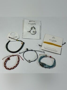 Pura Vida Mixed Color Stackable Bracelet Hair Clip Set Coconut Girl Surfer Beach